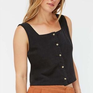 Lacausa Linnie raw silk top in Tar